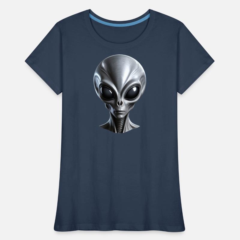 Real Grey Alien with a big head Women's Premium Organic T-Shirt