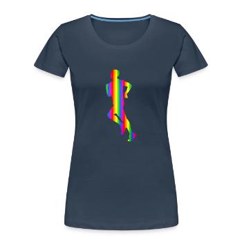 Bunter Läufer Regenbogen - Frauen Premium Bio T-Shirt - Navy - Vorne - Mia (176cm)
