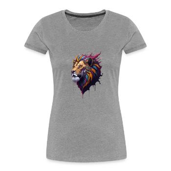 Couleur Lion - T-shirt bio Premium Femme - bleu marine - Devant - Mia (176cm)