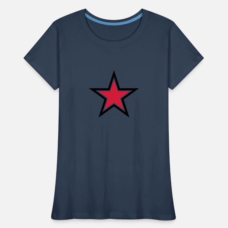 sharp red star with sharp black outline Women's Premium Organic T-Shirt