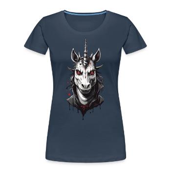 Vampir Einhorn Der Halloween Einhörner Grusel - Frauen Premium Bio T-Shirt - Navy - Vorne - Mia (176cm)