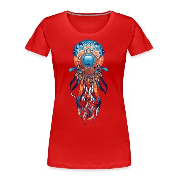 Spirituelle Mandala Qualle Meditation und Yoga - Frauen Premium Bio T-Shirt - Navy - Vorne - Mia (176cm)
