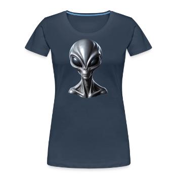 Extraterrestre extraterrestre gris réaliste - T-shirt bio Premium Femme - bleu marine - Devant - Mia (176cm)
