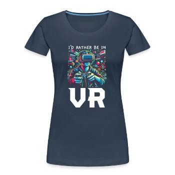 vr gamer vr gaming video game player nerd - Women's Premium Organic T-Shirt - navy - Front - Mia (176cm)