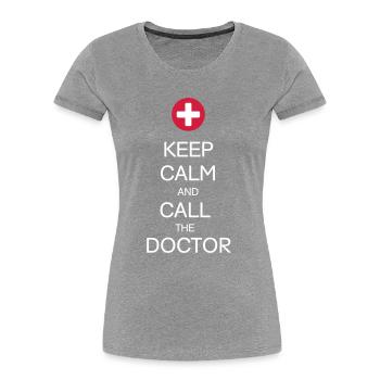GARDEZ LE CALME ET APPELEZ LE MÉDECIN - T-shirt bio Premium Femme - bleu marine - Devant - Mia (176cm)