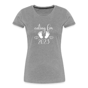 Manger pour deux grossesses sort-grossesse2023 - T-shirt bio Premium Femme - bleu marine - Devant - Mia (176cm)