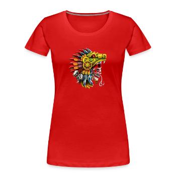 Aztec Serpent Skull Warrior - Women's Premium Organic T-Shirt - navy - Front - Mia (176cm)