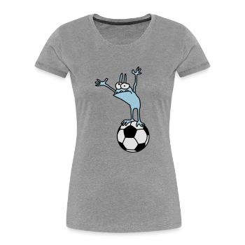 Kobold mit Fußball - Frauen Premium Bio T-Shirt - Navy - Vorne - Mia (176cm)