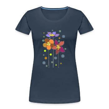 Fleur - T-shirt bio Premium Femme - bleu marine - Devant - Mia (176cm)