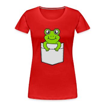 Breast pocket small sweet frog - Women's Premium Organic T-Shirt - navy - Front - Mia (176cm)