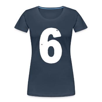 Maillot 6 numéros - T-shirt bio Premium Femme - bleu marine - Devant - Mia (176cm)