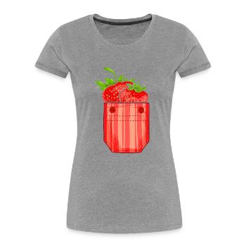 Beere Sommer Frucht Geschenk Brusttasche Erdbeere - Frauen Premium Bio T-Shirt - Navy - Vorne - Mia (176cm)