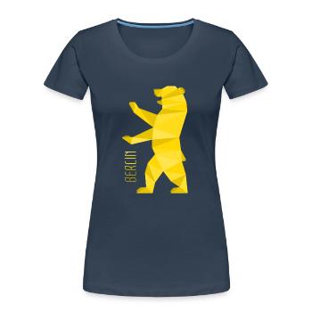 Berlin Bär - Frauen Premium Bio T-Shirt - Navy - Vorne - Mia (176cm)
