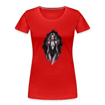 Geheimnisvolle gotische Kunst Frau für Gothik - Frauen Premium Bio T-Shirt - Navy - Vorne - Mia (176cm)
