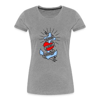 Glaube Liebe Hoffnung tall colored - Frauen Premium Bio T-Shirt - Navy - Vorne - Mia (176cm)