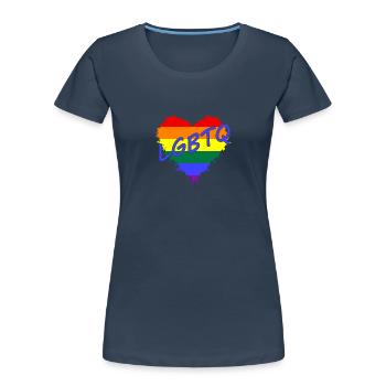Lgbtq pride flag CSD Rainbow Regenbogen LGBT - Frauen Premium Bio T-Shirt - Navy - Vorne - Mia (176cm)