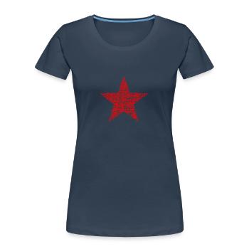 roter Stern red star retro - Frauen Premium Bio T-Shirt - Navy - Vorne - Mia (176cm)