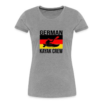 German Kayak Crew – Wildwater Kayak Tee - Frauen Premium Bio T-Shirt - Navy - Vorne - Mia (176cm)