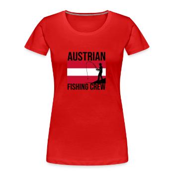 Austrian Fishing Crew Angler Shirt - Frauen Premium Bio T-Shirt - Navy - Vorne - Mia (176cm)