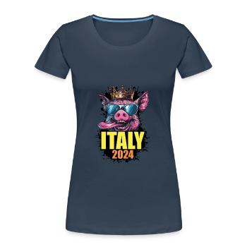Italy 2024 Pig - Women's Premium Organic T-Shirt - navy - Front - Mia (176cm)