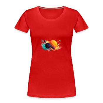 Surrealistische Planeten mit Saturn - Frauen Premium Bio T-Shirt - Navy - Vorne - Mia (176cm)