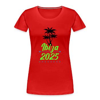 Ibiza 2025 - T-shirt bio Premium Femme - bleu marine - Devant - Mia (176cm)