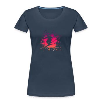 Skiing Splash ski skiing - Frauen Premium Bio T-Shirt - Navy - Vorne - Mia (176cm)