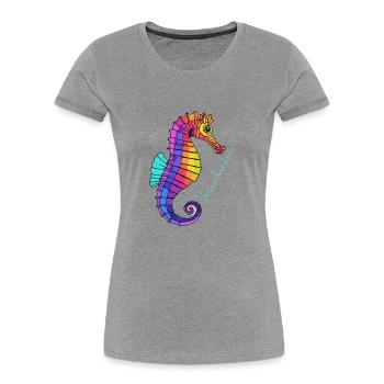 Seepferd Verschieden Divers Regenbogen Meer Bunt - Frauen Premium Bio T-Shirt -  - Vorne - Mia (176cm)