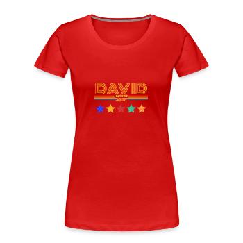 David - T-shirt bio Premium Femme - bleu marine - Devant - Mia (176cm)