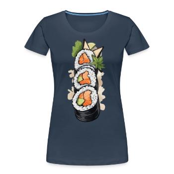 Aesthetic Futomaki Sushi Japan Streetwear Design - Women's Premium Organic T-Shirt - navy - Front - Mia (176cm)