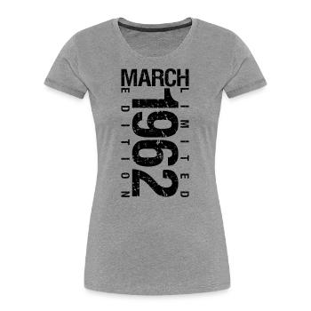 Anniversaire Mars 1962 Mars né en Mars - T-shirt bio Premium Femme - bleu marine - Devant - Mia (176cm)