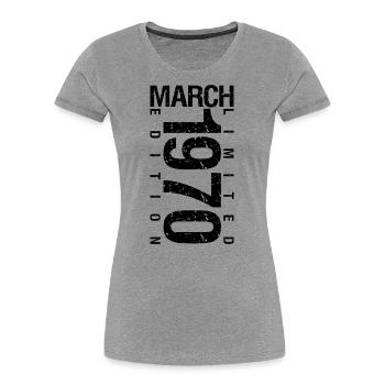 Birthday March 1970 March born in March - Women's Premium Organic T-Shirt - navy - Front - Mia (176cm)