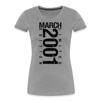 Anniversaire Mars 2001 Mars né en Mars - T-shirt bio Premium Femme - bleu marine - Devant - Mia (176cm)