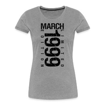 Birthday March 1999 March born in March - Women's Premium Organic T-Shirt - navy - Front - Mia (176cm)
