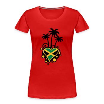 Palmen-Design (Jamaika-Herz) - Frauen Premium Bio T-Shirt - Navy - Vorne - Mia (176cm)