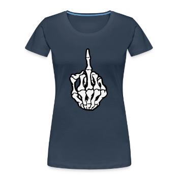 Skull Middle Finger - Women's Premium Organic T-Shirt - navy - Front - Mia (176cm)