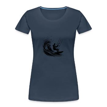 Sturm Wellen Reiter - Kite Surfing Splash Sport - Frauen Premium Bio T-Shirt - Navy - Vorne - Mia (176cm)