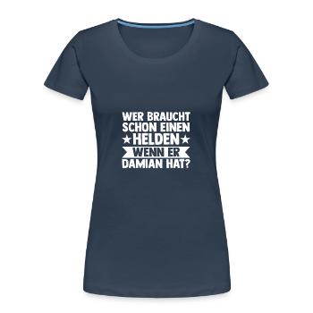 Prénom Damian - T-shirt bio Premium Femme - bleu marine - Devant - Mia (176cm)