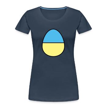 Oeuf de Pâques coloré - T-shirt bio Premium Femme - bleu marine - Devant - Mia (176cm)