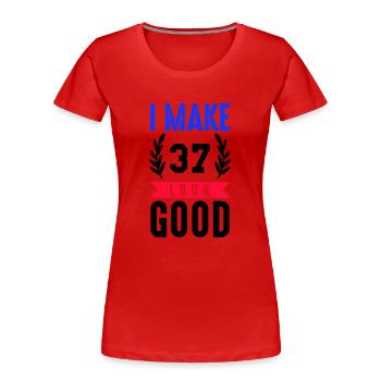 look good 37 - Women's Premium Organic T-Shirt - navy - Front - Mia (176cm)