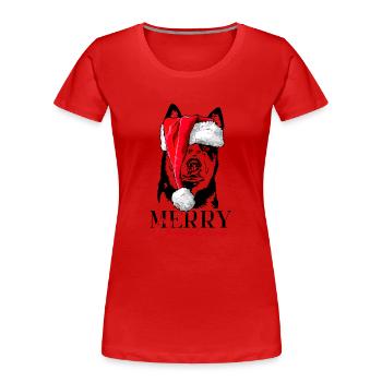 Santa Australian Cattle Dog Merry Christmas Hunde - Frauen Premium Bio T-Shirt -  - Vorne - Mia (176cm)