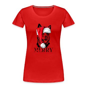 Santa Australian Cattle Dog Merry Christmas Hunde - Frauen Premium Bio T-Shirt -  - Vorne - Mia (176cm)