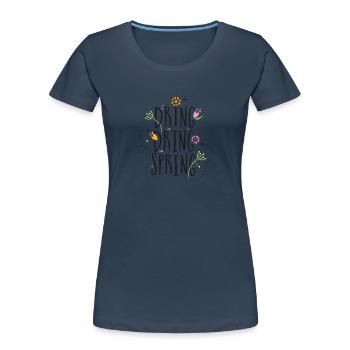 Dring dring spring! - Women's Premium Organic T-Shirt - navy - Front - Mia (176cm)