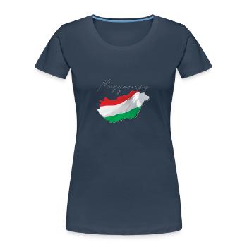 Drapeau de la Hongrie sur la carte de la Hongrie HU - T-shirt bio Premium Femme - bleu marine - Devant - Mia (176cm)