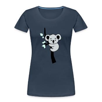 Koala Ours Bande Dessinée Arbre - T-shirt bio Premium Femme - bleu marine - Devant - Mia (176cm)