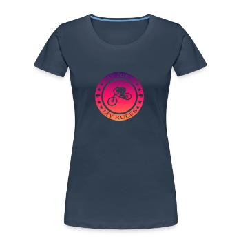 Biker Downhill Geschenk - Frauen Premium Bio T-Shirt - Navy - Vorne - Mia (176cm)