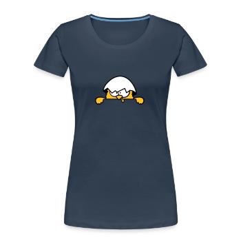 Poussins fous derrière le mur - T-shirt bio Premium Femme - bleu marine - Devant - Mia (176cm)