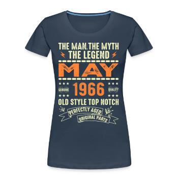 Birthday May 1966 - May 1966 - Women's Premium Organic T-Shirt - navy - Front - Mia (176cm)