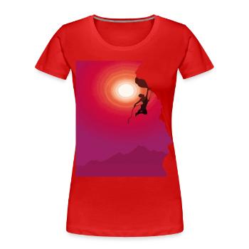 Klettern Bergsteigen Sonnenaufgang Geschenk - Frauen Premium Bio T-Shirt - Navy - Vorne - Mia (176cm)