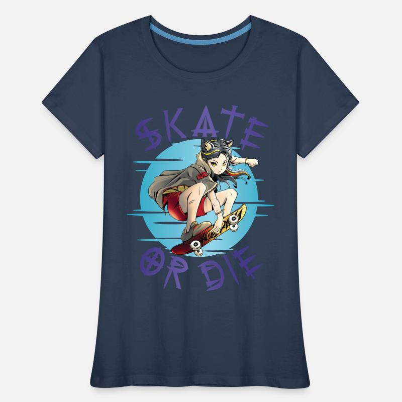 Skate oder stirb Skateboarder Anime Mädchen Frauen Premium Bio T-Shirt